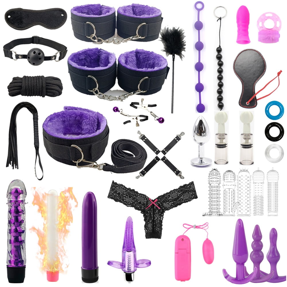 35 Pcs/set Sex Products Erotic Toys for Adults BDSM Sex Bondage Set Handcuffs Anal Plug Dildo Vibrator Whip Sex Toys for Women
