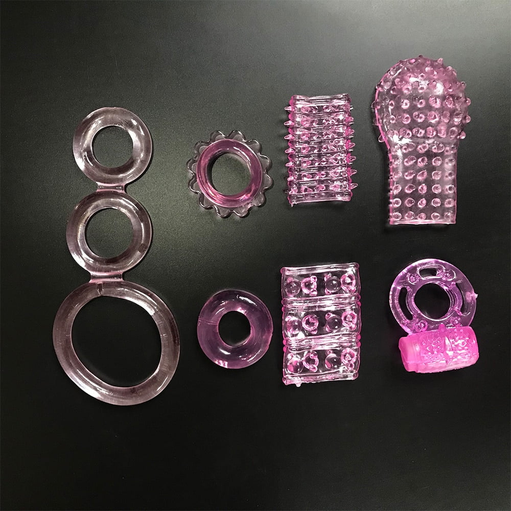 7 Pcs Spike Penis Rings Vibrator Cock Rings Ejaculation Delay Penis Sleeve Prostate Stimulating Sex Toys Adult Product for Men