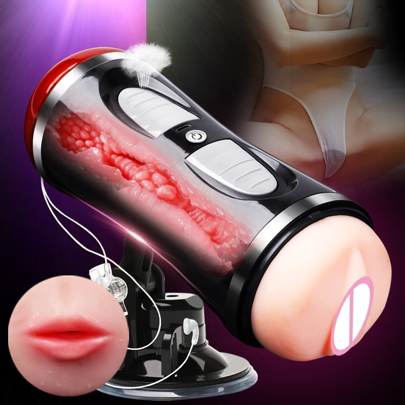 Male Masturbator Real Vagina and Mouth Dual Channal Masturbation Cup Vibrator Sex Moans Voice Pocket Pussy Sex Toys for Men
