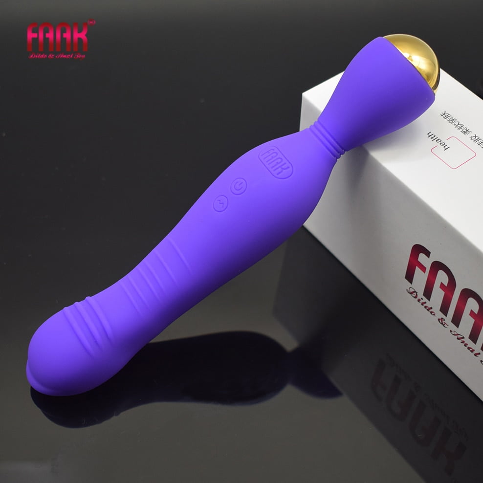 FAAK silicone wand vibrator powerful usb recharge double head vibrating anal plug clit masturbate prostate massage anal dildo