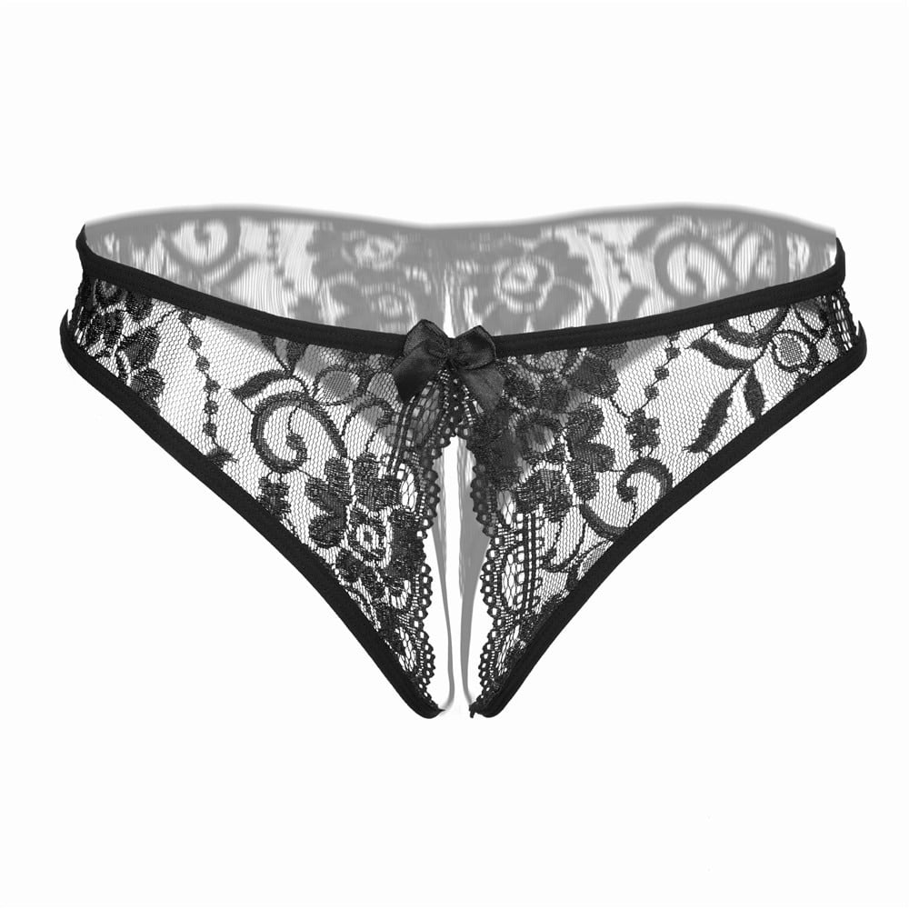 Women Sexy Lingerie erotic sexy panties Open Crotch porn lace underwear Crotchless underpants sex wear briefs with bow front